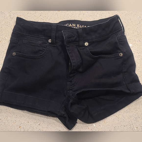 American Eagle Outfitters Pants - American Eagle Next Level Stretch Hi-Rise Shortie Black Shorts, women's size 2